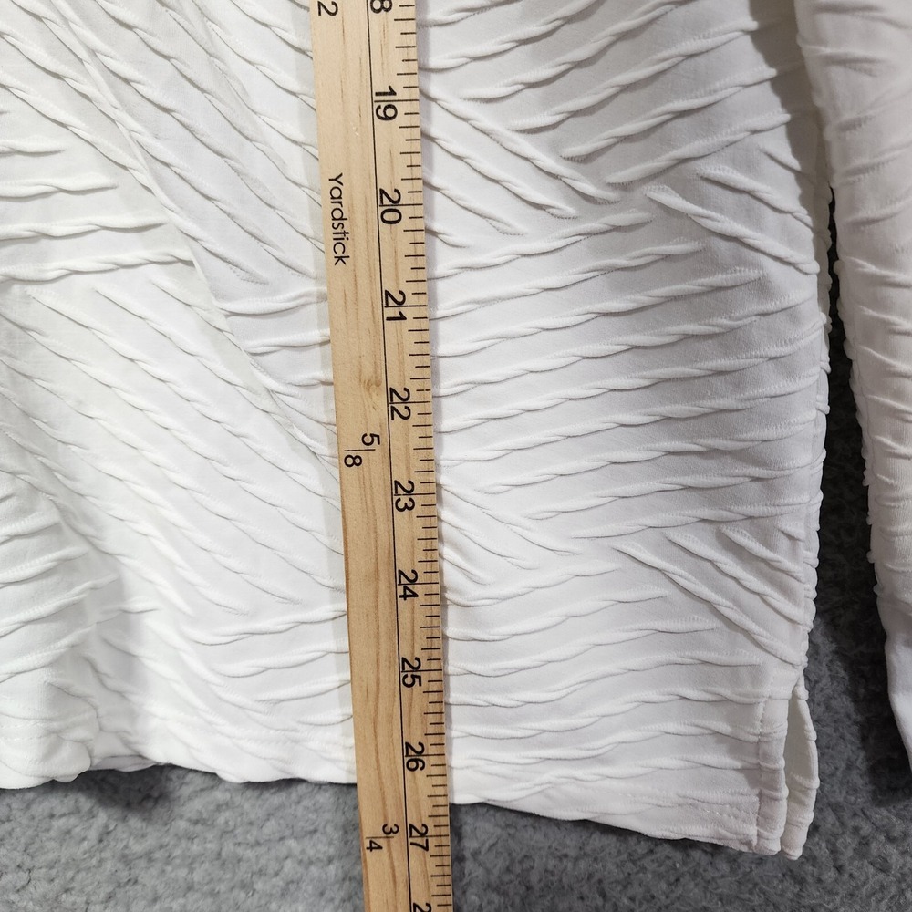 Chicos White Long Sleeve Button Up Shirt Size‎ 3 Ribbed Textured Stretch Comfort - Picture 4 of 7